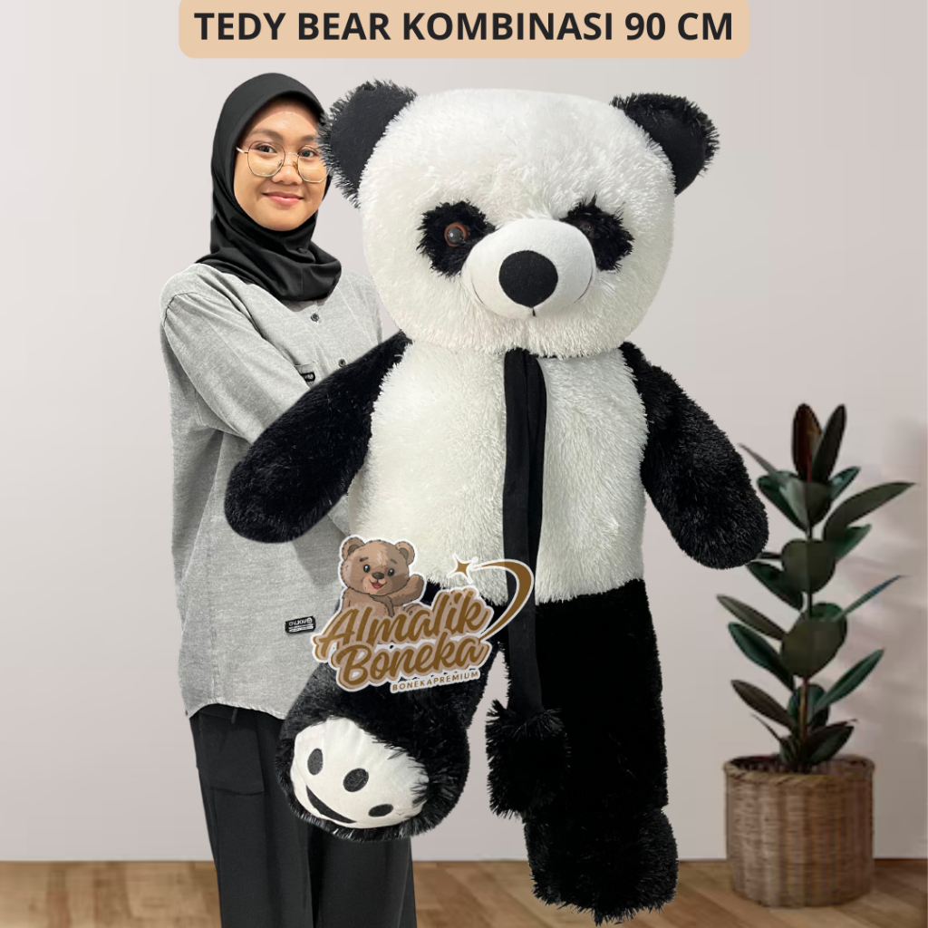 Boneka Jumbo Beruang Tedy Bear Kombinasi 90 Cm Murah Bahan Rasfur Premium