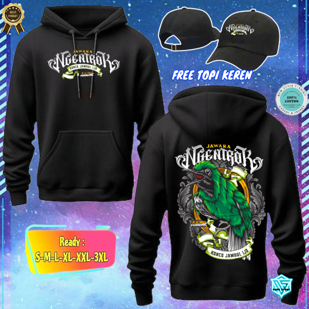 DUDESTORE CLTHINF DISTRO HOODIE JUMP SINGLE FIGHTER KICAU MANIA JAWARA NGENTROK KONCO JAMBUL IJO DES