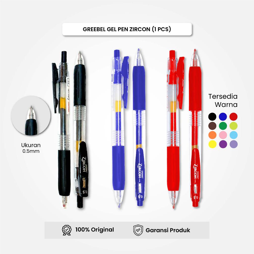 

Pulpen Gel GP-509 Zircon Isi (3PCS/SET) Varian Warna Tinta / Ballpoint Zircon GREEBEL / Vemilo