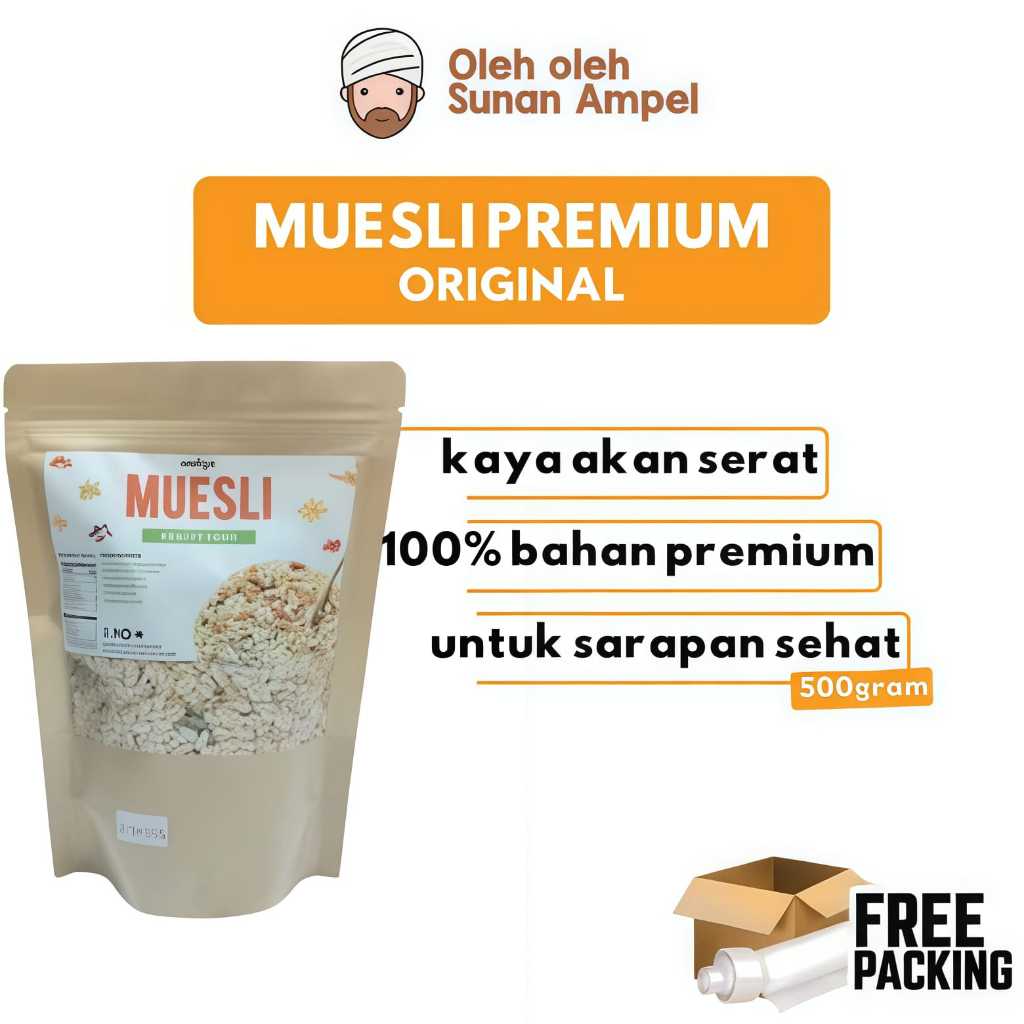 

Original MUESLI Fruit & Seed 500 g Sehat Bergizi Untuk Menu Sarapan membuat perut kenyang lebih lama