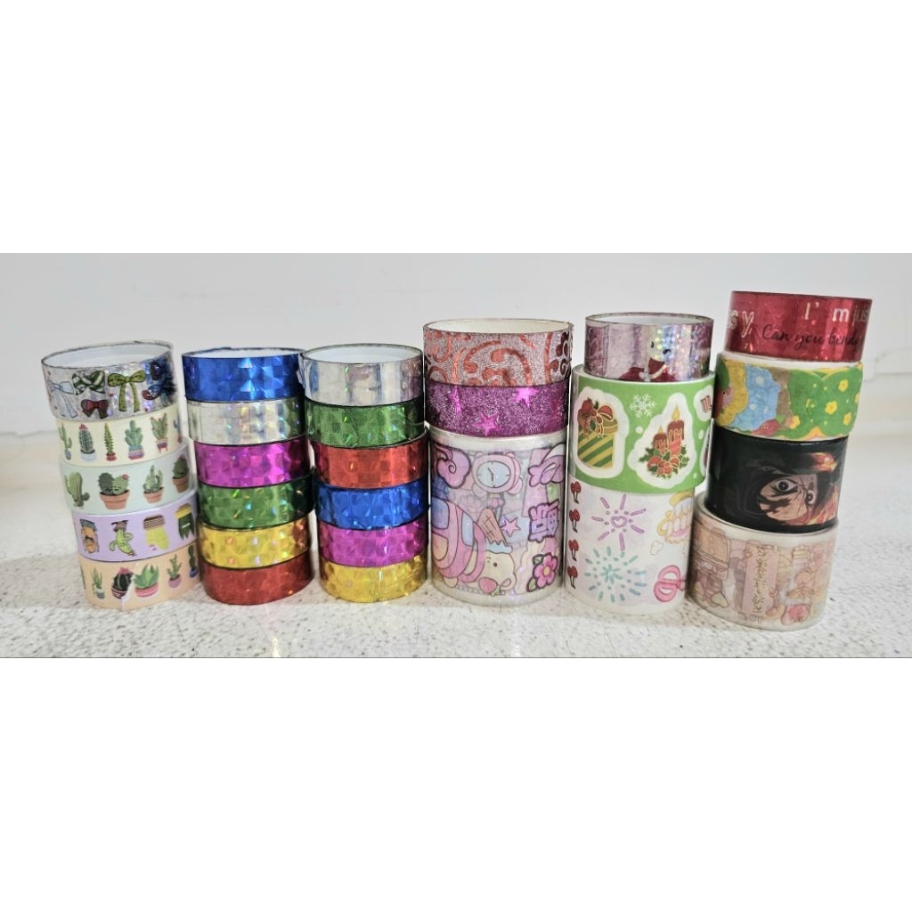 

PRELOVED 1SET 26PCS INCLUDE MASKING TAPE, STICKY TAPE & STICKERS / STICKERS & SELOTIP SECOND / ART & CRAFT / KETERAMPILAN