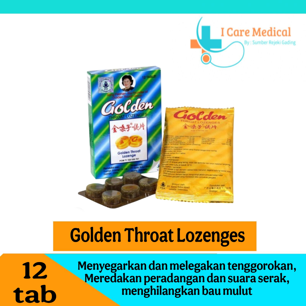 

Golden Throat Lozenges / Bus 12 Tablet - Permen Pelega Tenggorokan / Bau Mulut