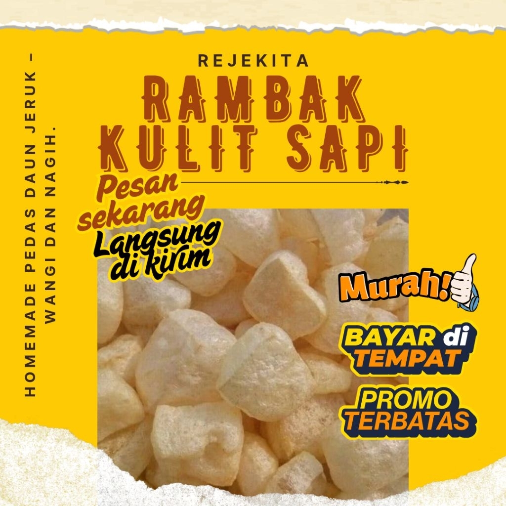 

100 Gram Rambak Dorokdok Kulit Sapi Asli Enak Bumbu Rumahan Pedas Daun Jeruk