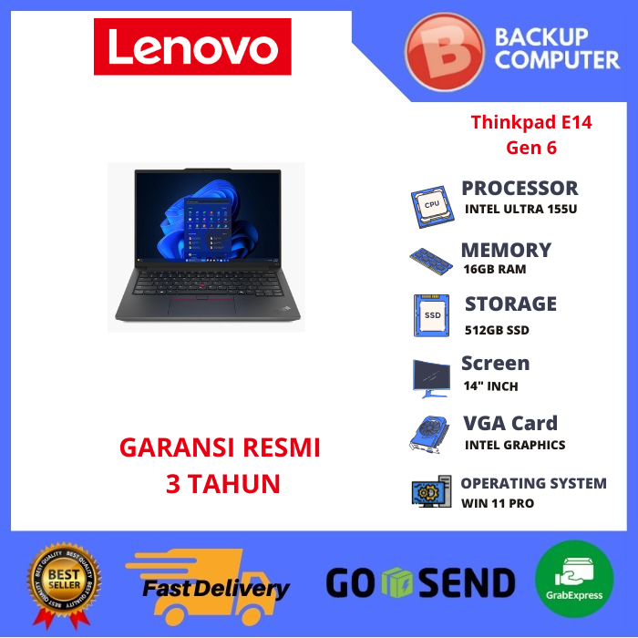 LAPTOP LENOVO Thinkpad E14 Gen 6 21M7005BID INTEL ULTRA 7 155U 16GB RAM