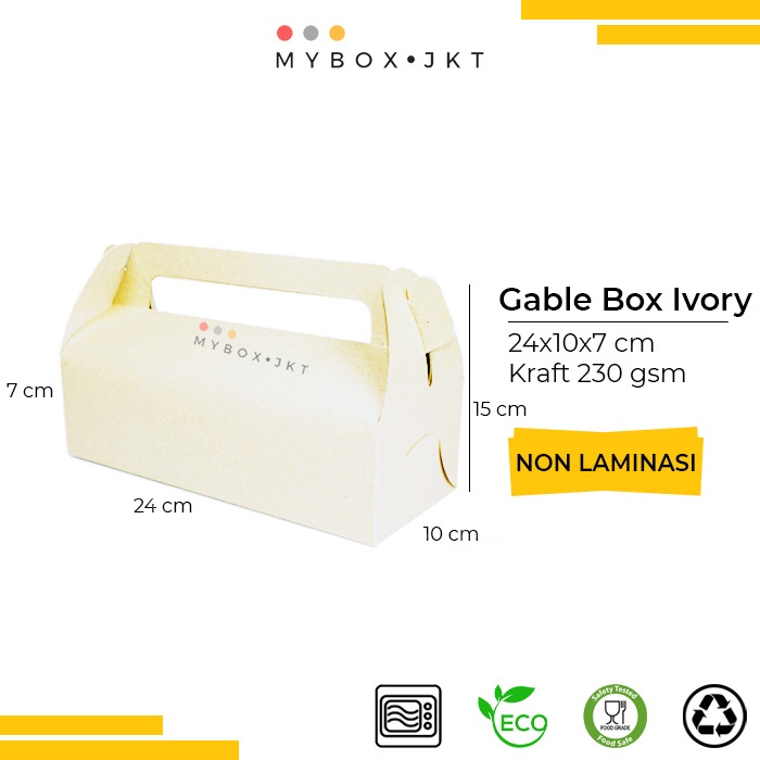 

Gable Box Hampers Souvenir Gift Pack Snack Ivory Putih 24x10x7 NON LAMINASI