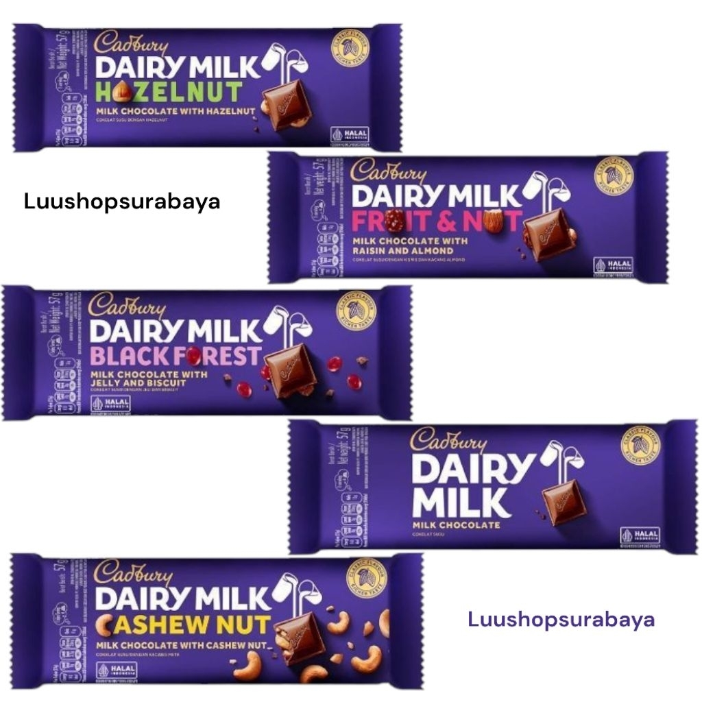 

Cadbury Dairy Milk Cokelat Batang 57gr Coklat