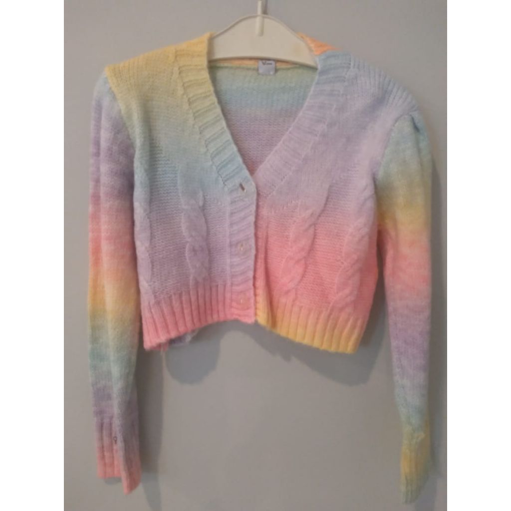 cardigan crop rainbow
