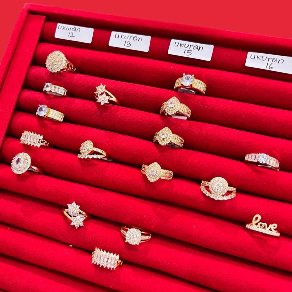 CINCIN BERLIAN/ DIAMOND RING/ CINCIN TITANIUM EMAS GOLD WANITA ORIGINAL ANTI LUNTUR