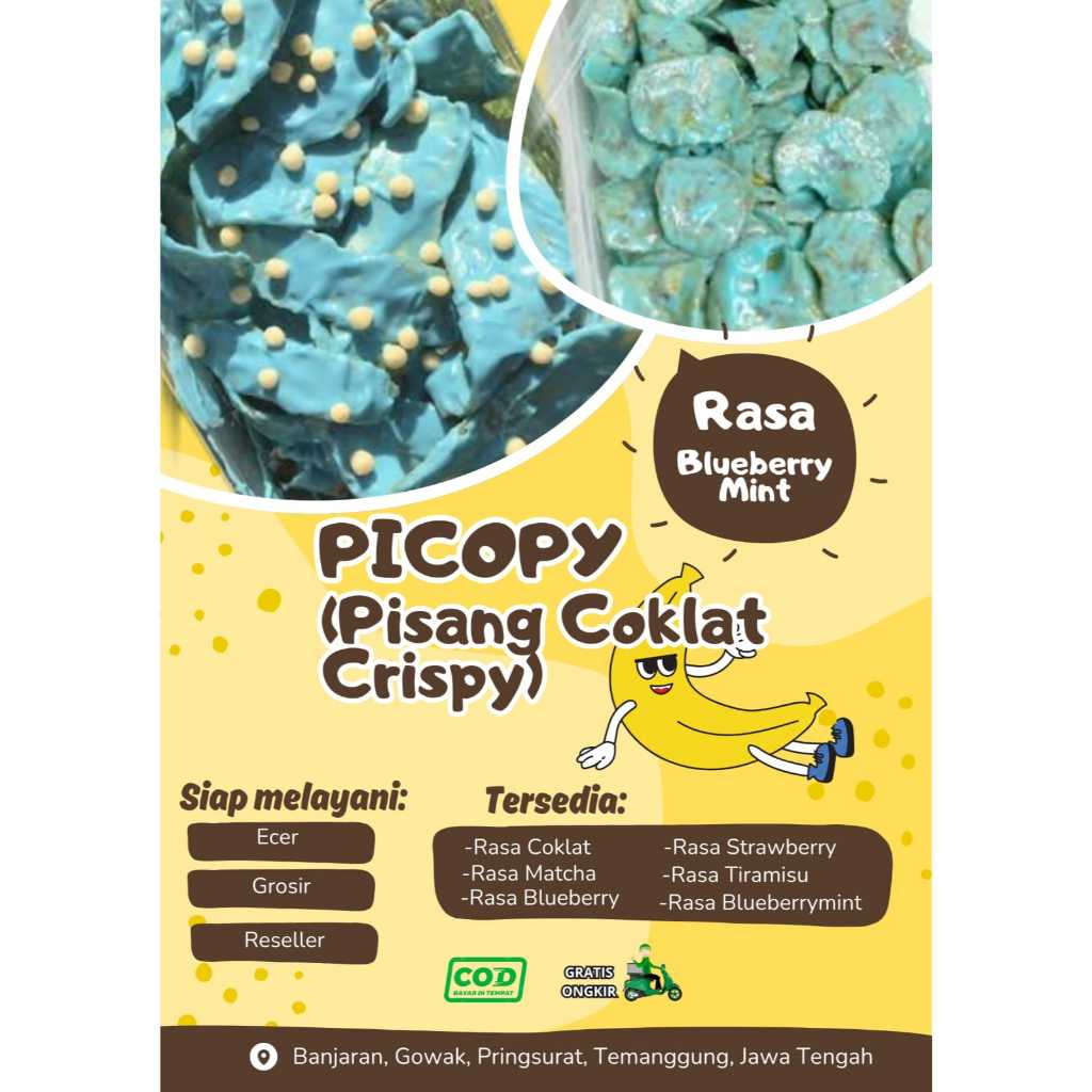 

Keripik Pisang Coklat Crispy (PICOPY) || Rasa Blueberrymint Keripik Pisang Snackfood