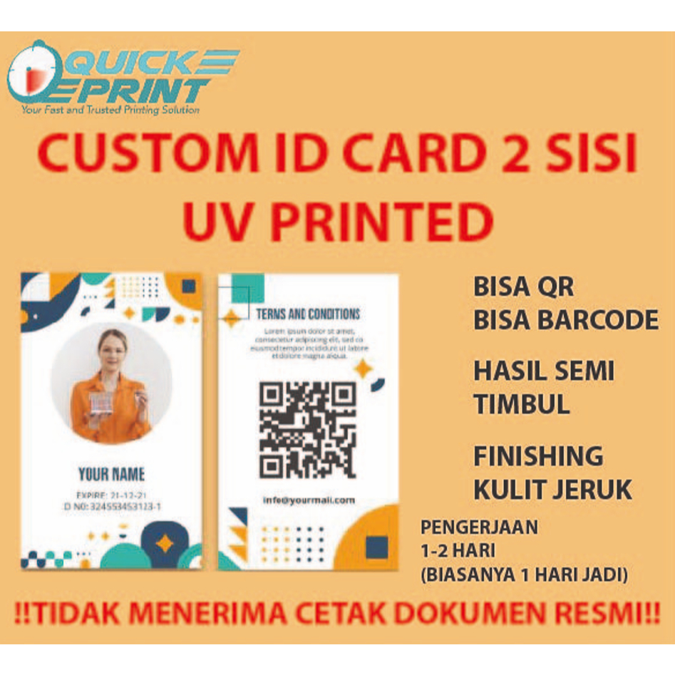 

CETAK ID CARD 2 SISI UV PRINTED WARNA JOSSS!!! TIDAK MENERIMA DOKUMEN RESMI!!