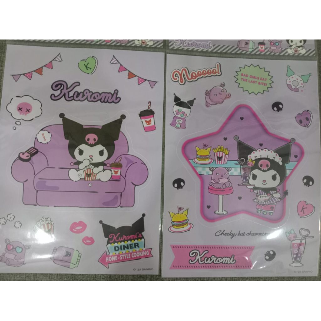

GuangBo KT86045 Sanrio Character Kuromi Stiker Tempel Lucu 2 lembar 210 x 297 mm