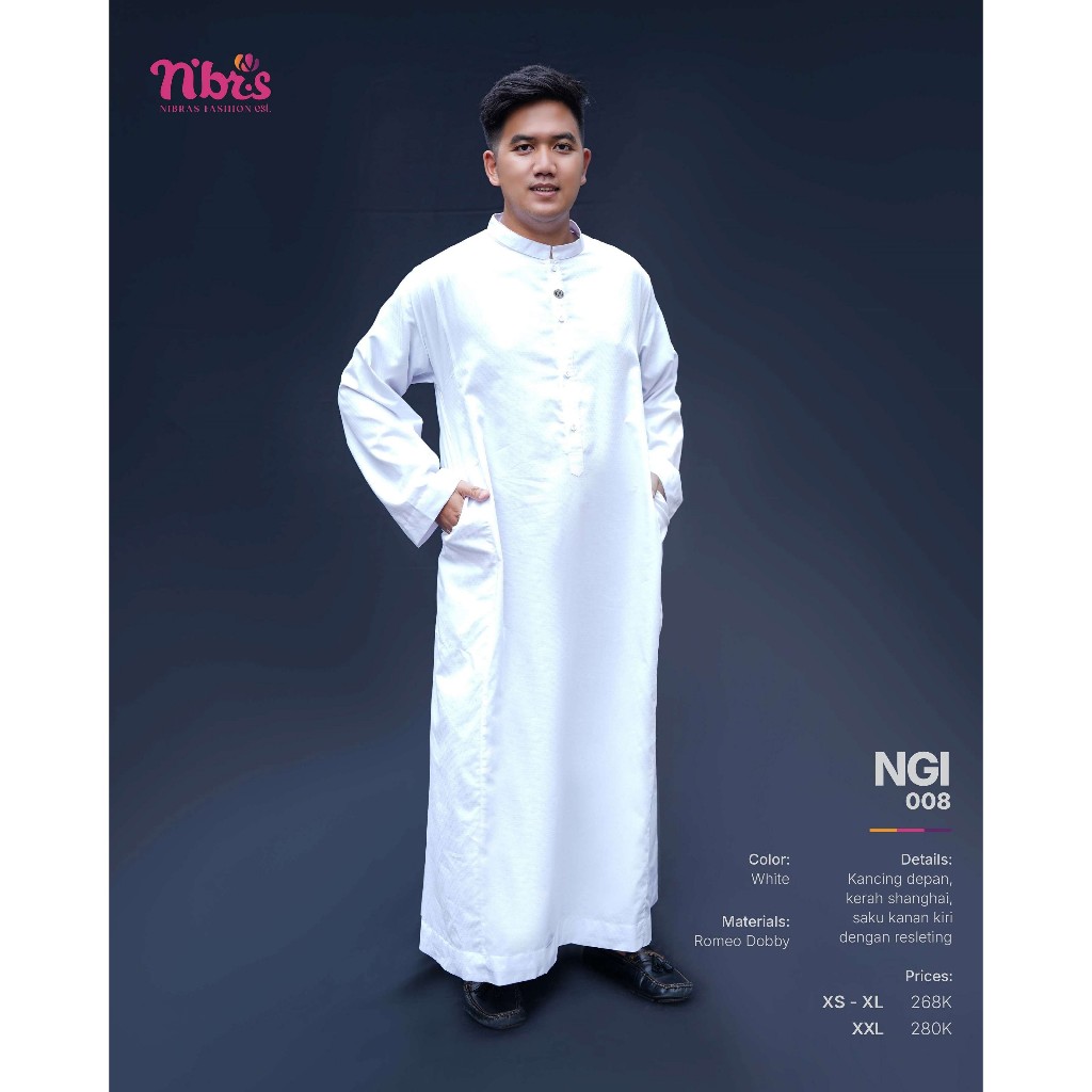 GAMIS PRIA NGI 008 GAMIS PRIA DEWASA PUTIH NGI 008