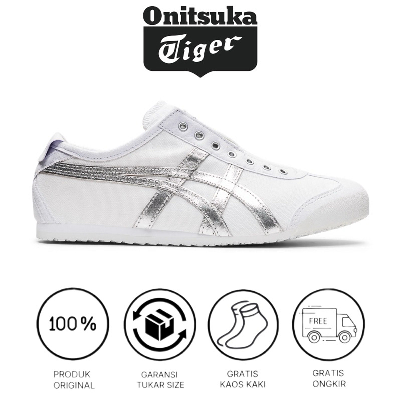 Onitsuka Tiger Mexixo 66 Slip On White Silver Women's
