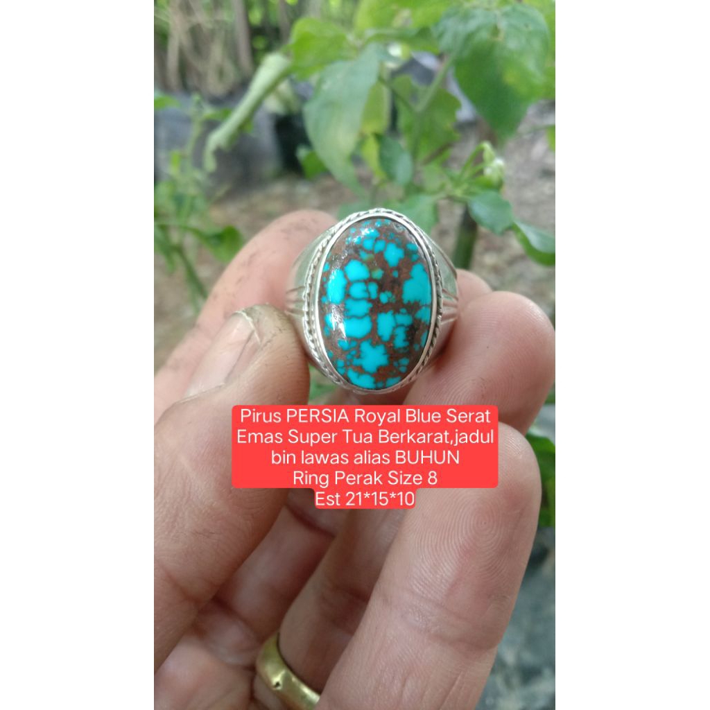 Pirus Persia Blue Royal Serat Emas Berkarat Super Tua