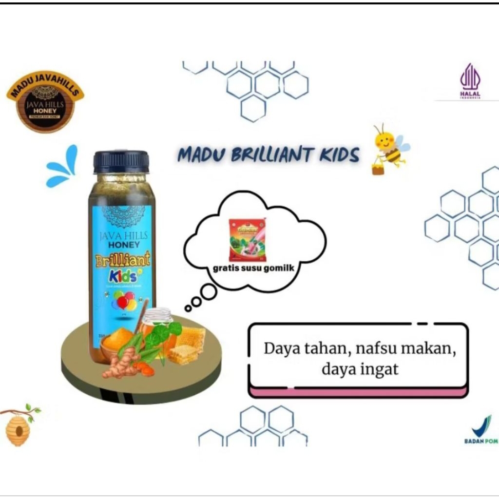 

MADU BRILIANT KIDS JAVAHILLS HONEY 320g/Madu Herbal Asli 100%/Penambah Nafsu Makan Anak