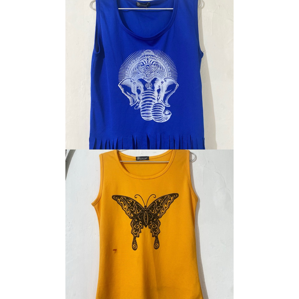 Kaos Oblong Unisex Dapat 2 15.000 Top Ketekan Baju Kaos Atasan Pria Wanita Rumahan Baju Biru Kuning 