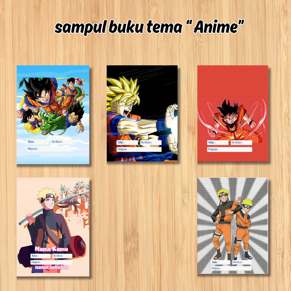 

Sampul Buku Tulis A5 5pcs Tema Anime Dragon Ball & Naruto – Cover Artpaper 100gr Keren & Unik