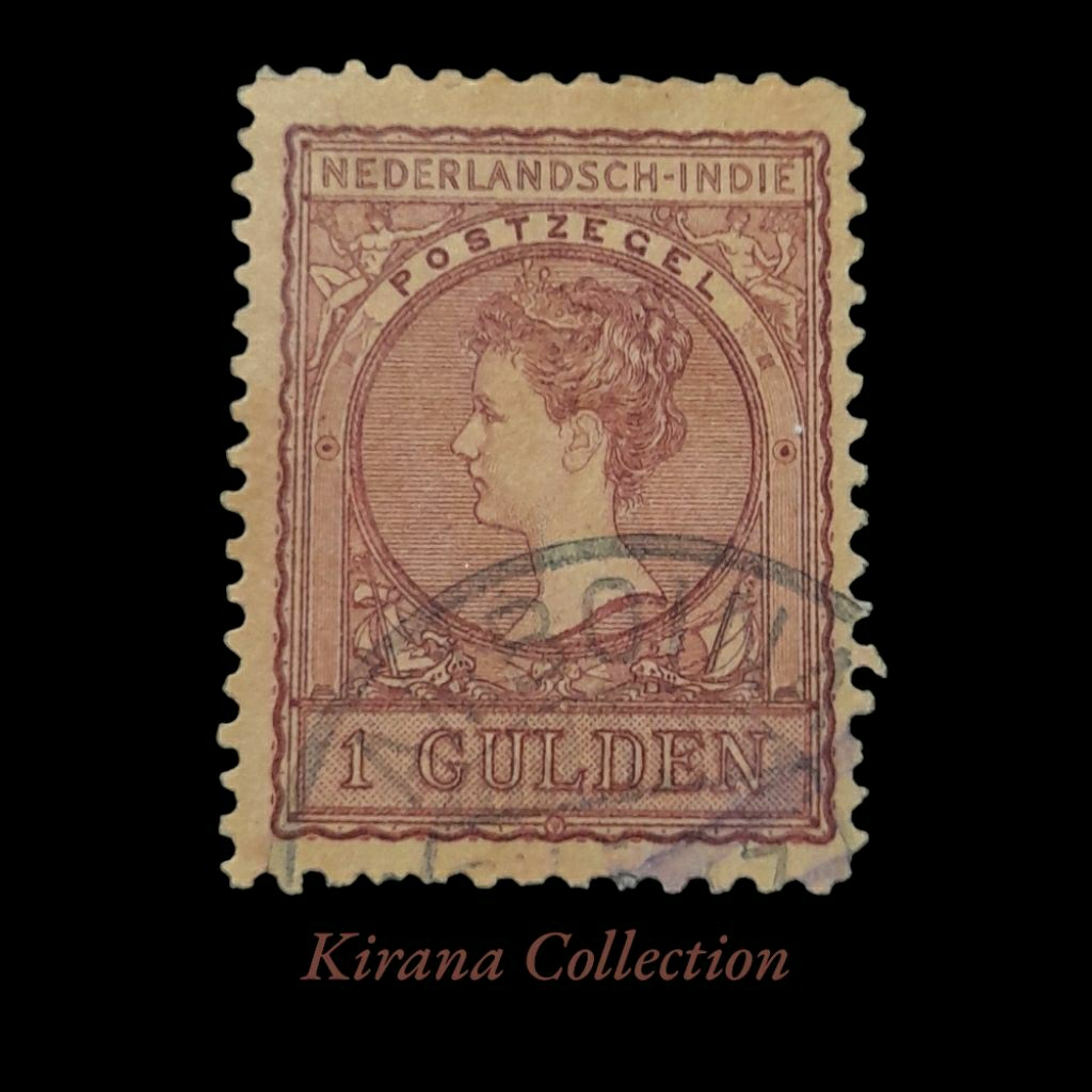 

CP.12 KOLEKSI PRANGKO NED INDIE RATU WILHELMINA 1 GULDEN 1902-1909 CAP POS AMBOINA USED