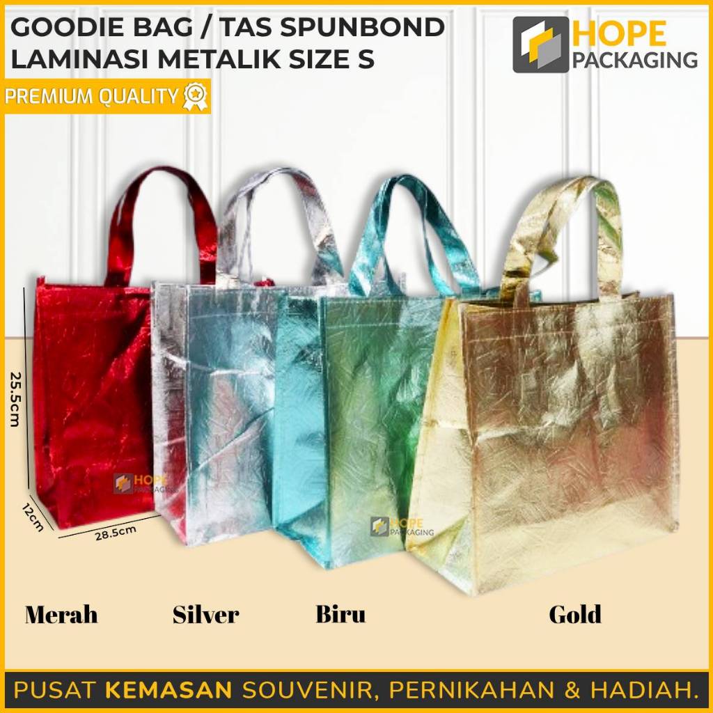 

Tas Spunbond Laminasi Metalik (Tanpa List) / Tas Laminasi Warna Size S: 25.5x28.5x12cm /Tas Souvenir / Tas Hadiah /Kado