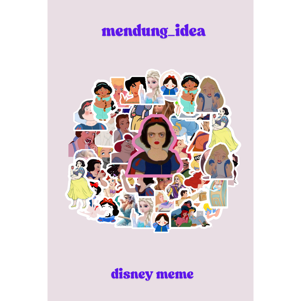 

50PCS Stiker Pack Disney Meme Karakter Lucu Langka Anti Air Waterproof for Laptop Mobile Phone Book