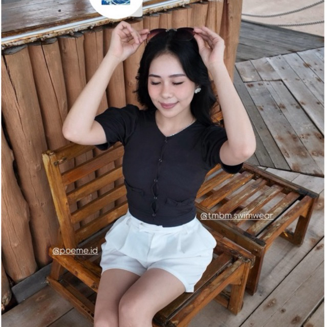 Kyoto Swimsuit lengan pendek luaran baju renang swimwear bikini black hitam tank top bodysuit terusa