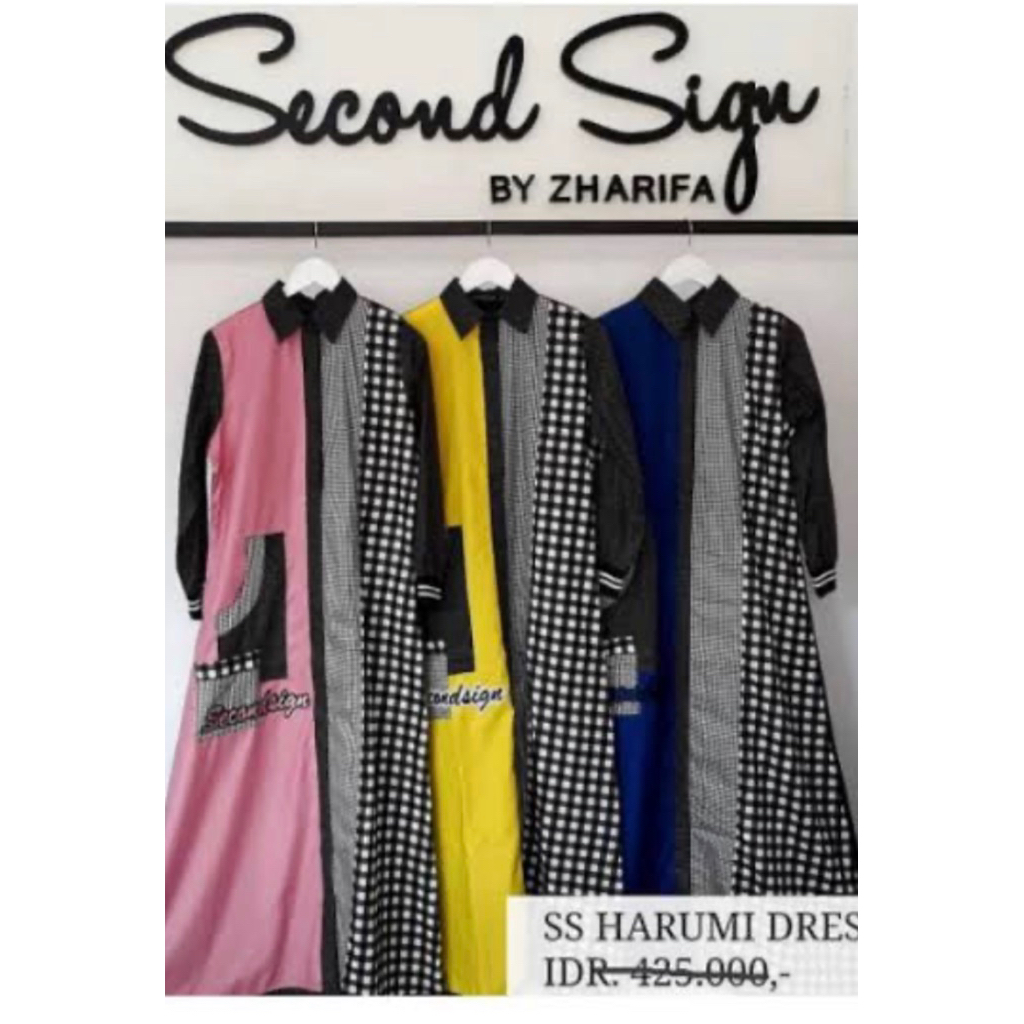 GAMIS SECOND SIGN SS HARUMI DRESS BU SECONDSIGN /GAMIS MUSLIMAH BAHAN KATUN CANTIK KEKINIAN ORIGINAL