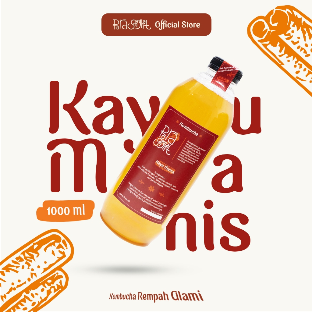 

Kombucha Minuman Fermentasi Teh Probiotik Kaya Antioksidan - Rasa Kayu Manis 1000ml | by Parasheyhat