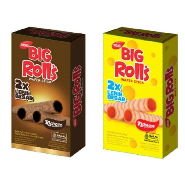 

NABATI BIG ROLLS WAFER STICK 126gr (3bungkus @ 42gr) COKELAT KEJU