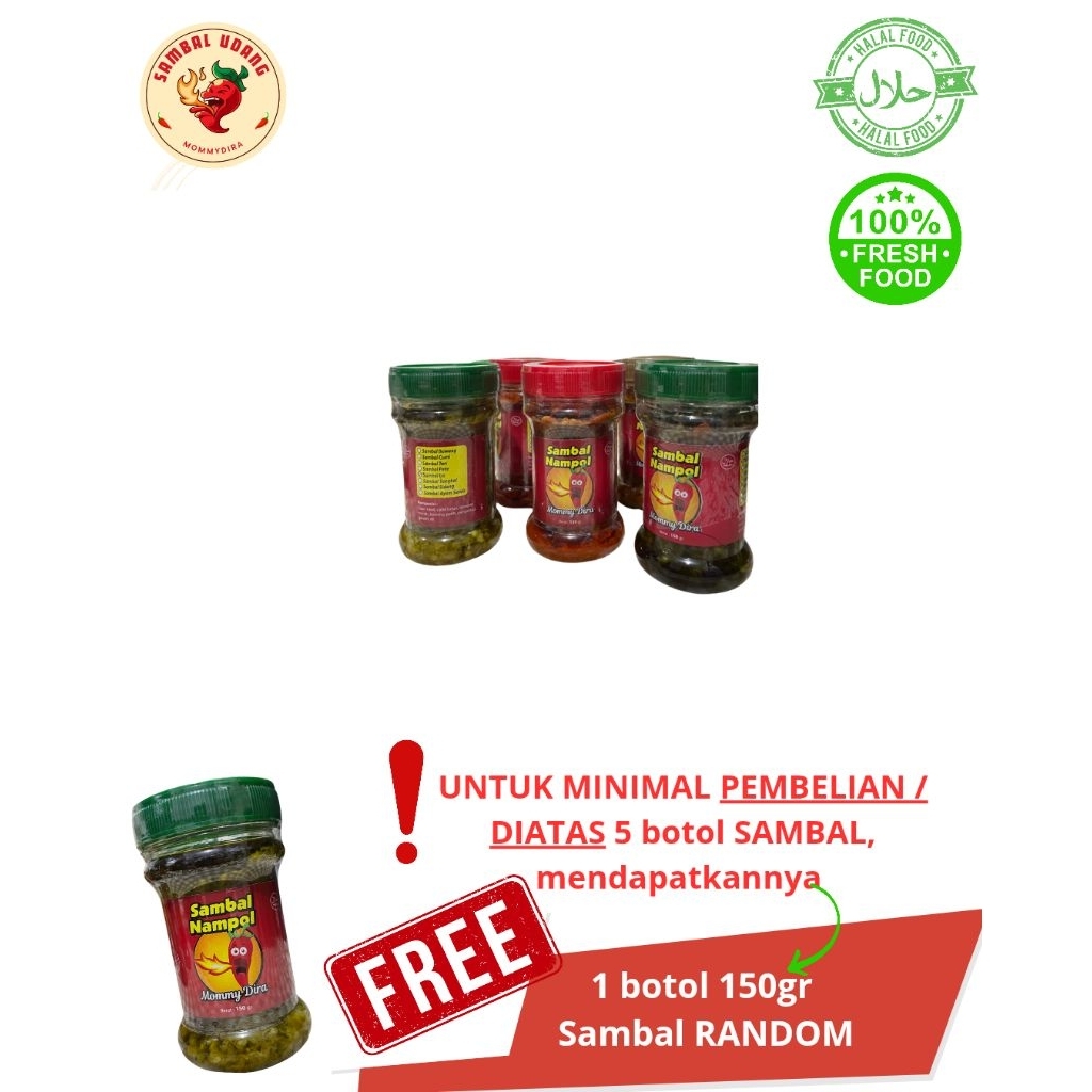 

Sambal kemasan botol 150gr | Sambal Nampoll khas rumahan by Mommy Dira