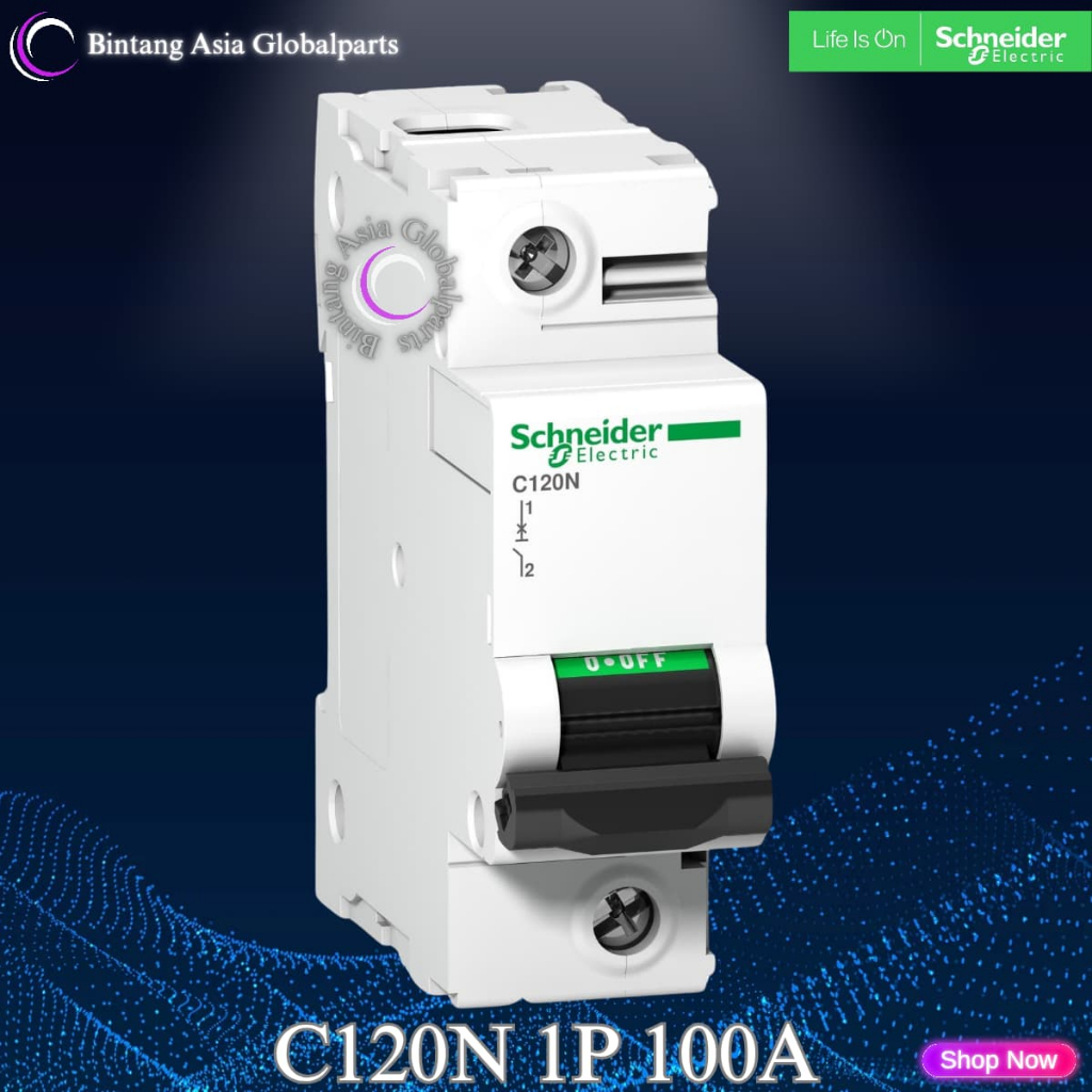 MCB 1p 100a Schneider C120N Original / MCB 1 Phase 100 Ampere A9N18358 / MCB 1 Pole 100a 10kA