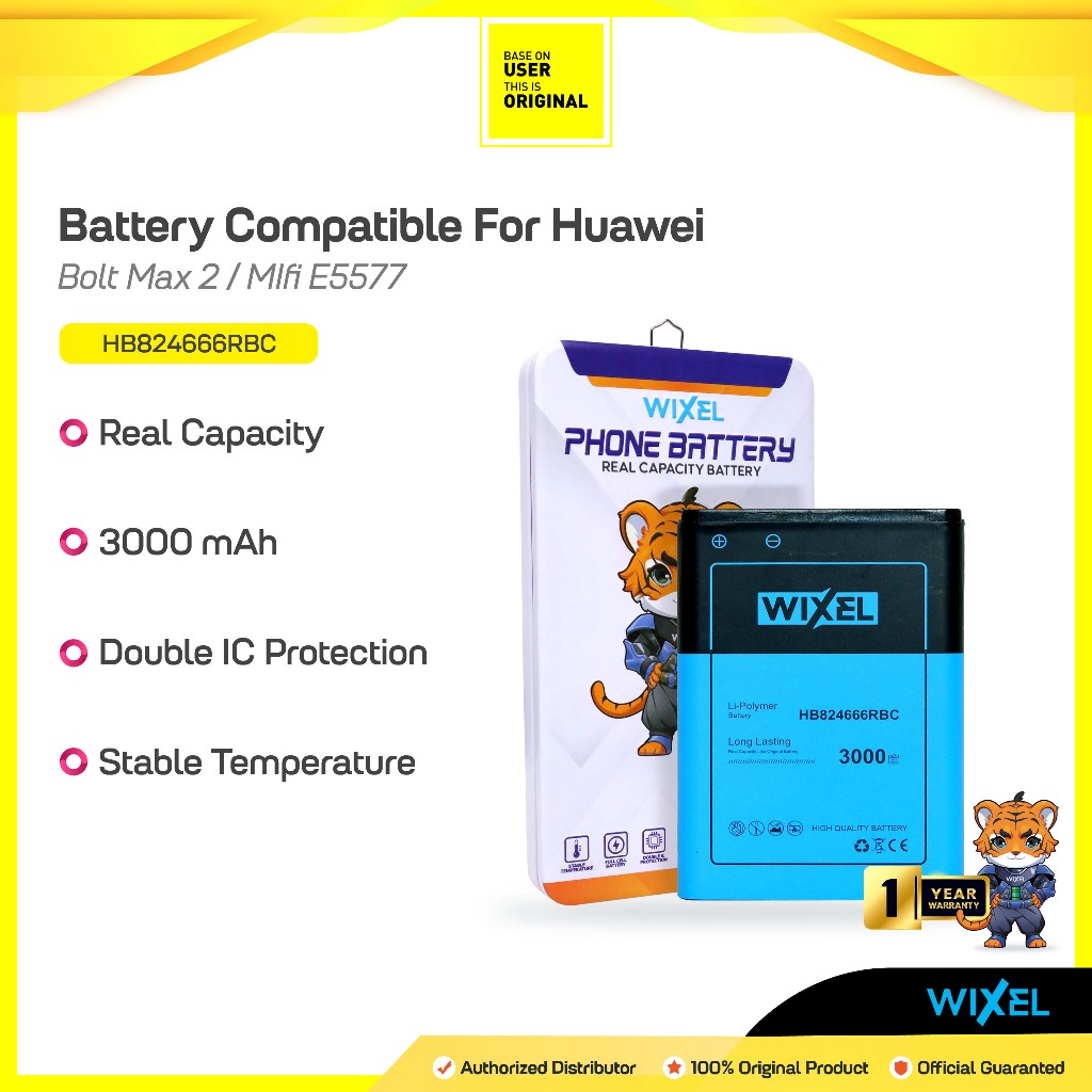 WIXEL Baterai HB824666RBC Modem Wifi Bolt Max 2 E5577 E5673 E5573 E5576 Max2 Huawei Double Power Rea