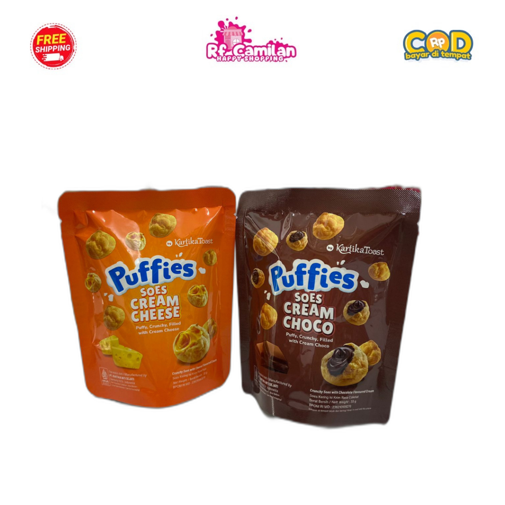 

[RF_Camilan] Soes Kartika Toast Puffies Soes Krim Rasa Cokelat dan keju 33gr