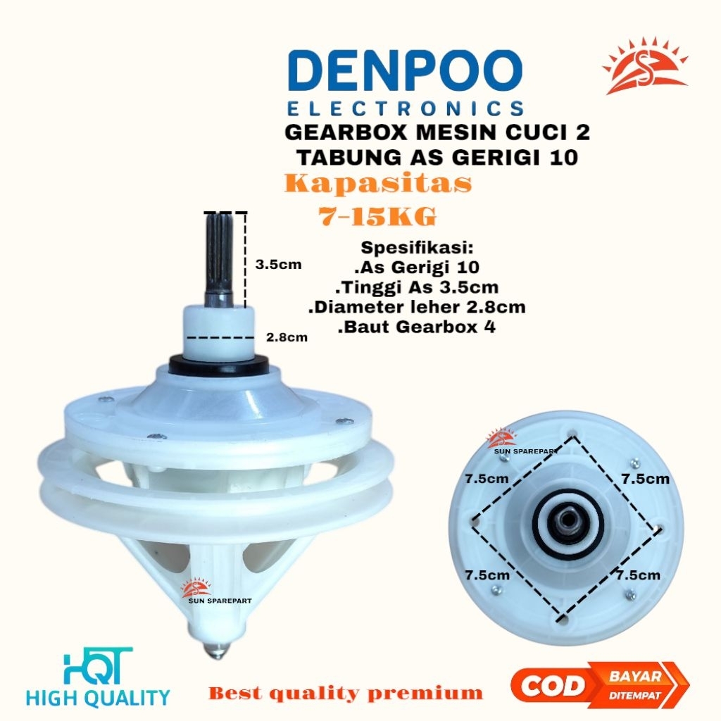 Gearbox/Gerbox Denpo Mesin cuci 2 Tabung As Gerigi 10 Produk quality premium