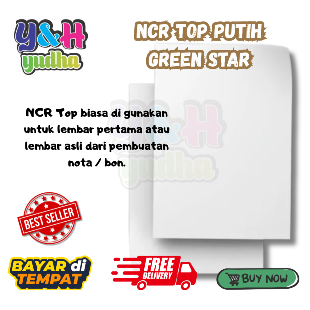 

Jual NCR Top Putih 55gsm Green Star 1 Rim isi 500 Lembar Yudha Grafika