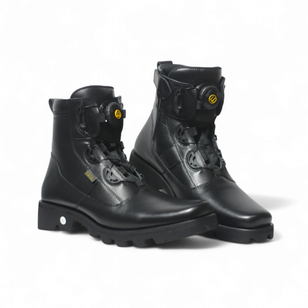 ⭐⭐⭐⭐⭐ Sepatu PDH Tali Putar Pria TNI POLRI Satpam Security Kulit Sapi Asli Hitam Dop Original Misil