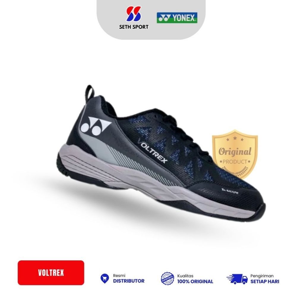 Sepatu Badminton Yonex Voltrex Original - Black/Dark Grey/SIlver
