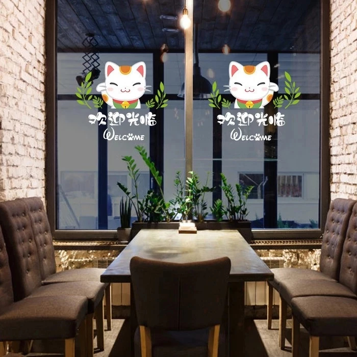 

HIASCAKE Wall Sticker Dekorasi Kucing Keberuntungan / Stiker Dinding & Kaca / Welcome Lucky Cat