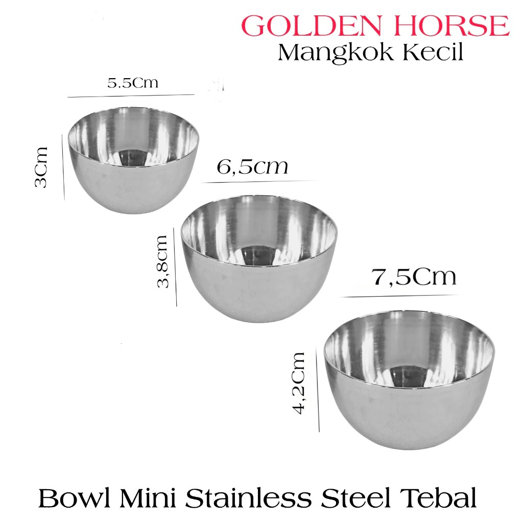Golden Horse/ROSH Mangkuk Kecil Stainless Bowl Mini Stainless / Mangkok Stainless / JK WATI