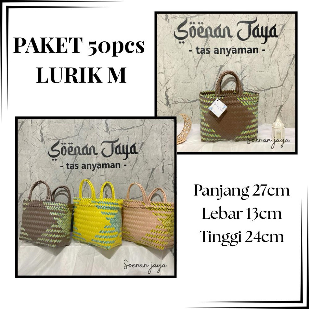 PAKET 50pcs Lurik M (sedang) tanggung/Lurik sedang M/tas anyaman plastik hajatan