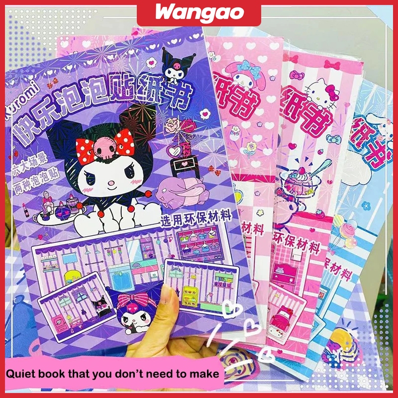 WANGAO Bubble Sticker Book DIY Buku Kuromi Hellokitty Melody Quiet Book Pochacco