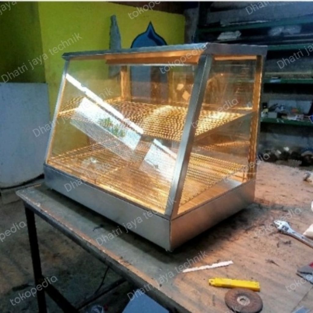 Electrik food warmer display/pemanas ayam goreng stainless
