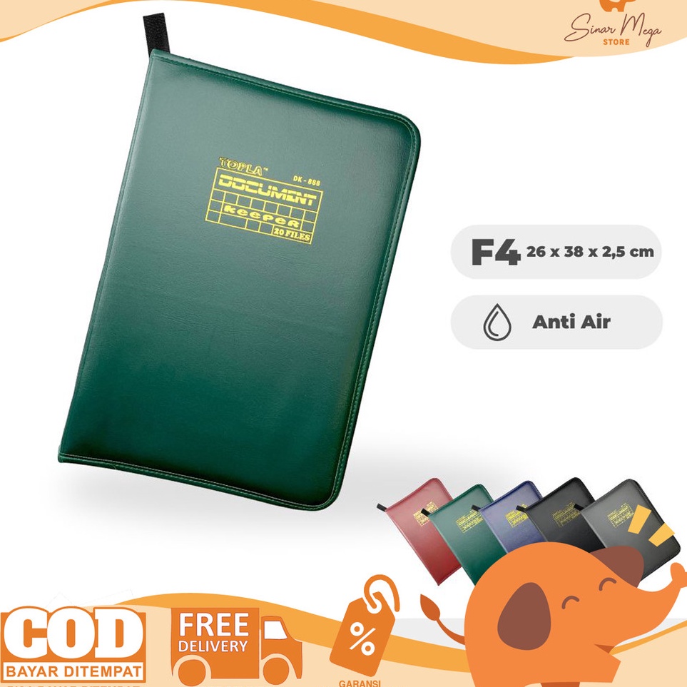 

KODE P44U TOPLA Document Keeper File DK888 Zipper Kulit F4 Folder Map 246 Leather Resleting