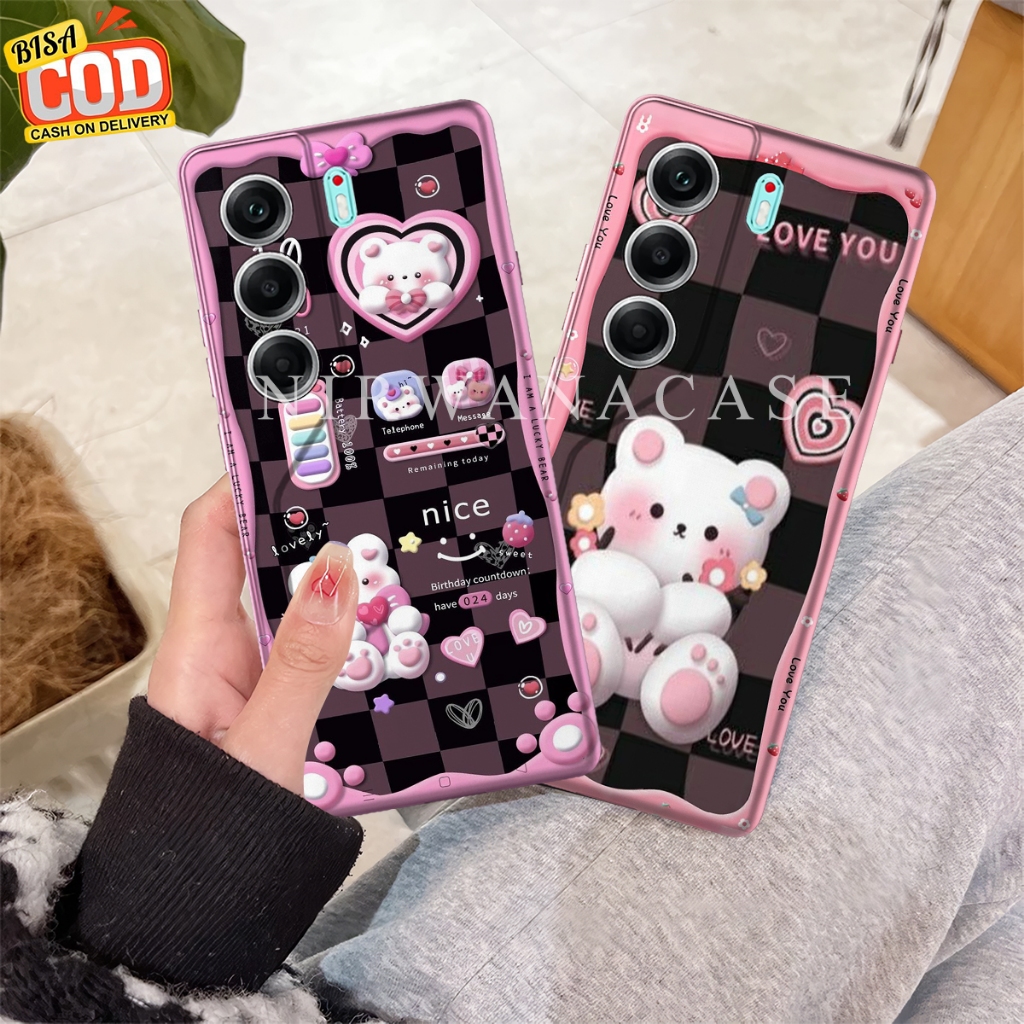 Cassing Hp Tecno Camon 40 4G / Tecno Camon 40 Pro 2025 Motif Beruang Lucu Case Pro Camera Lentur - F
