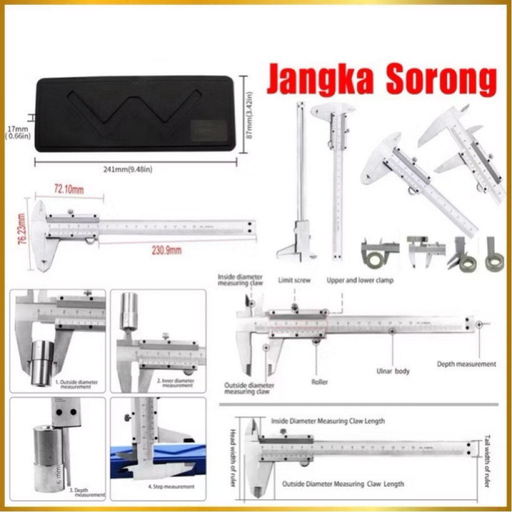 Jangka Sorong Stainless Steel 15CM Vernier Caliper Sigmat Jangka Sorong Micrometer