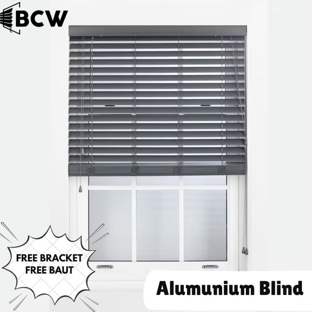TB GANEZA - BCW ALUMUNIUM BLINDS STICK + CORD - DELUXE SLAT - TIRAI GULUNG ALUMUNIUM - TIRAI