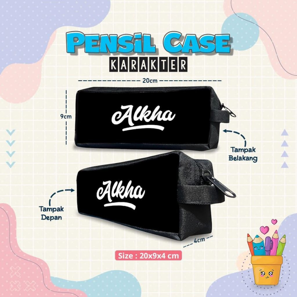 

Tempat pensil kotak bahan kanvas gratis design