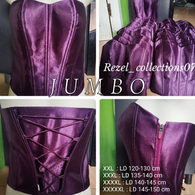 KODE H9S Kamisol Longtorso Jumbo Kemben Satin Bustier Daleman Kebaya Tulang 1 Resleting Samping Dan 