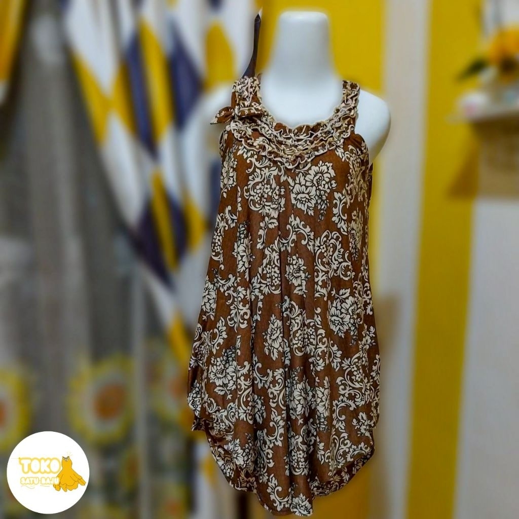 midi dress bunga bunga coklat