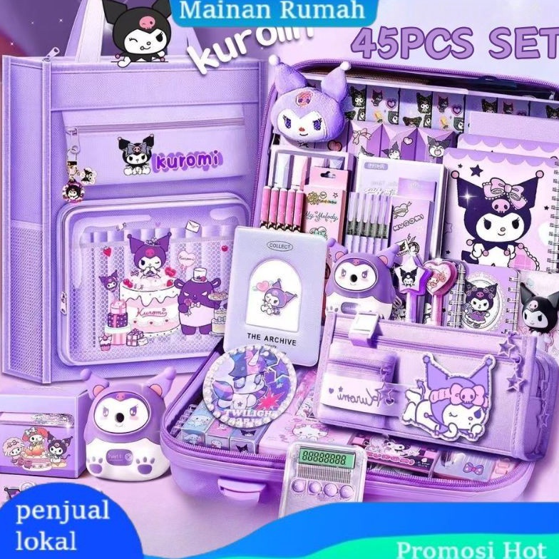 

Grosiran Local Delivery45in1 Alat Tulis Anak SD Set termasuk tas penyimpanan multifungsi tempat pensil rautan pensil set alat tulis buku catatan Sanrio Stationery Set hadiah ulang tahun