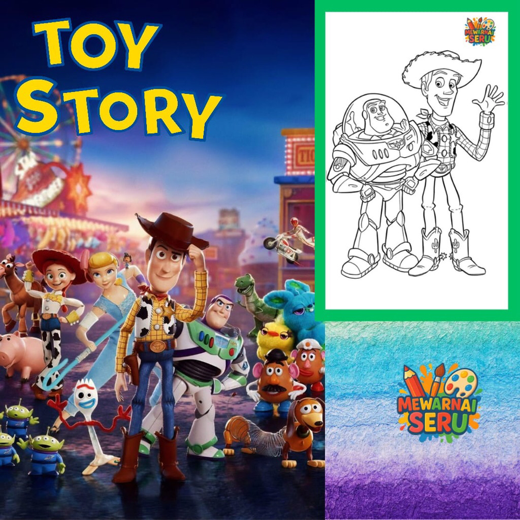 

styrofoam mewarnai lukisan anak /Toy story/ styrofoam lukisan anak-anak set / kado ultah anak-anak